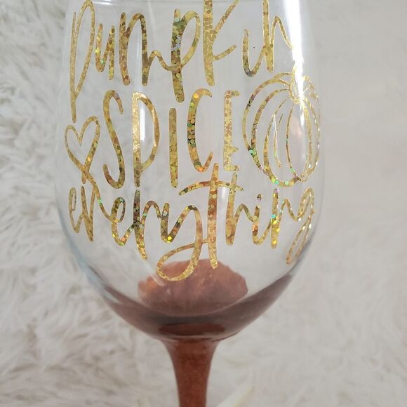 Pumpkin Spice Everything Amber Glittered Wine - Picture 5 of 7